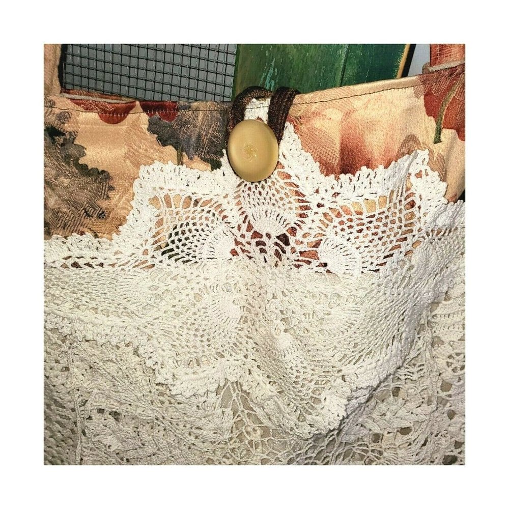 Boho Handbag Gypsy Purse Unique Hippie Bag Vintage Crochet Lace Doilies Fringe - Picture 4 of 11